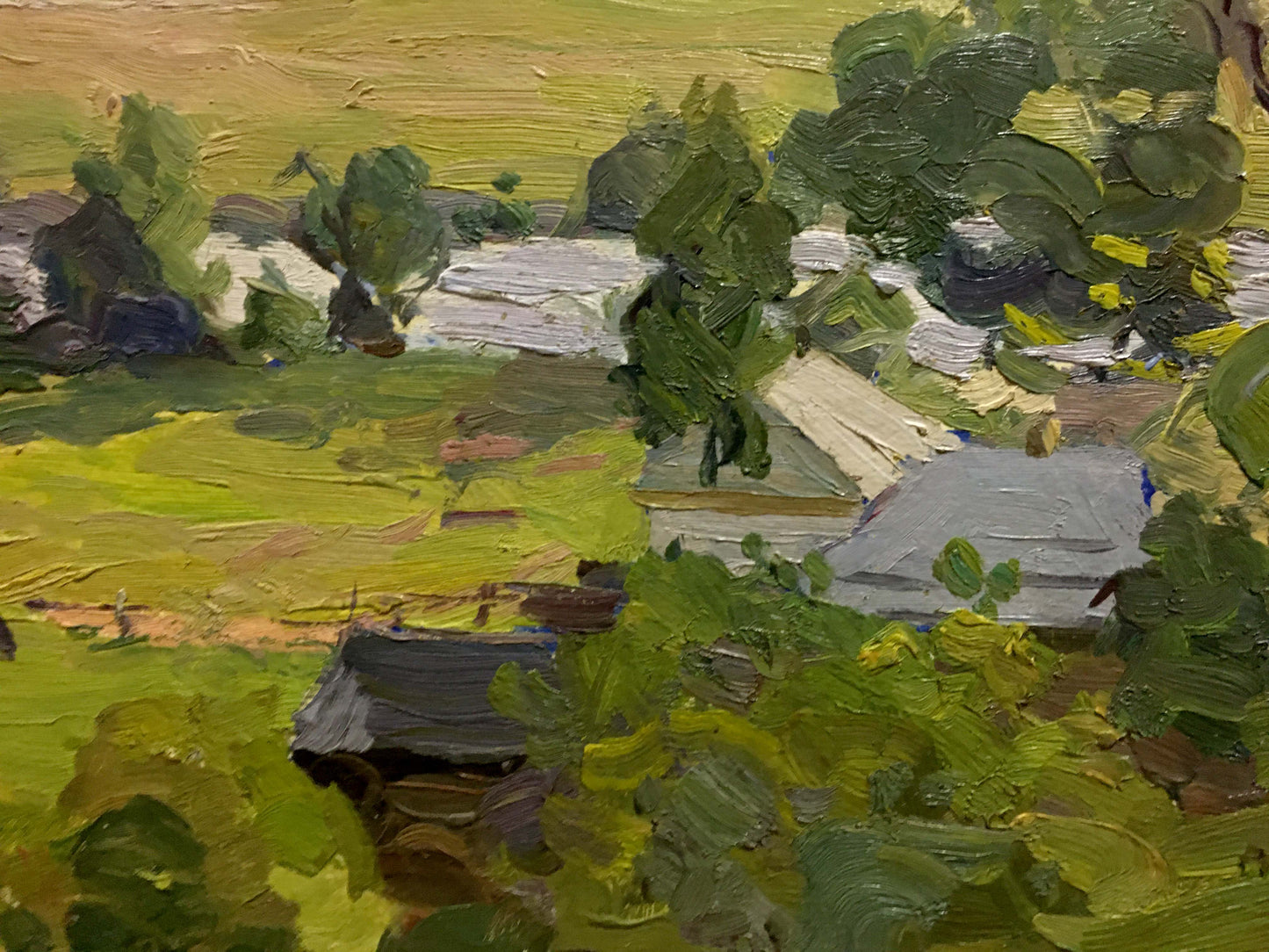Vibrant impressionist oil painting of Gantman village by Moisey Faibovich