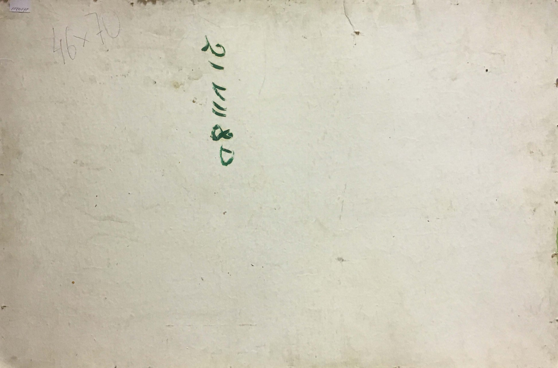 Back of Oil painting Resort Bespaly N. on aged paper with pencil and green ink marks