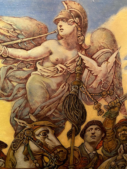 Oil painting of muscular nude warrior by Ivan Sirko and France Oleg Litvinov