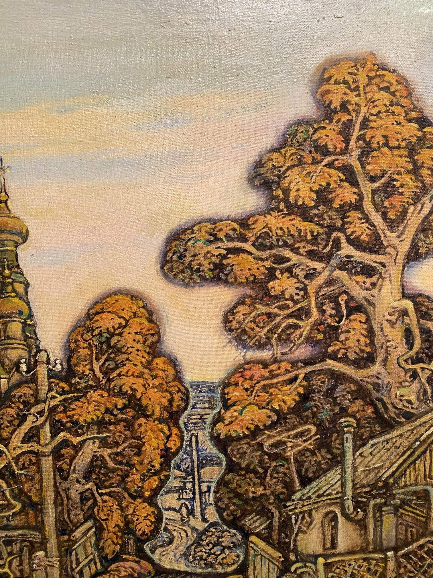 Oil painting Autumn by Litvinov Oleg Arkad’yevich, autumn trees and river