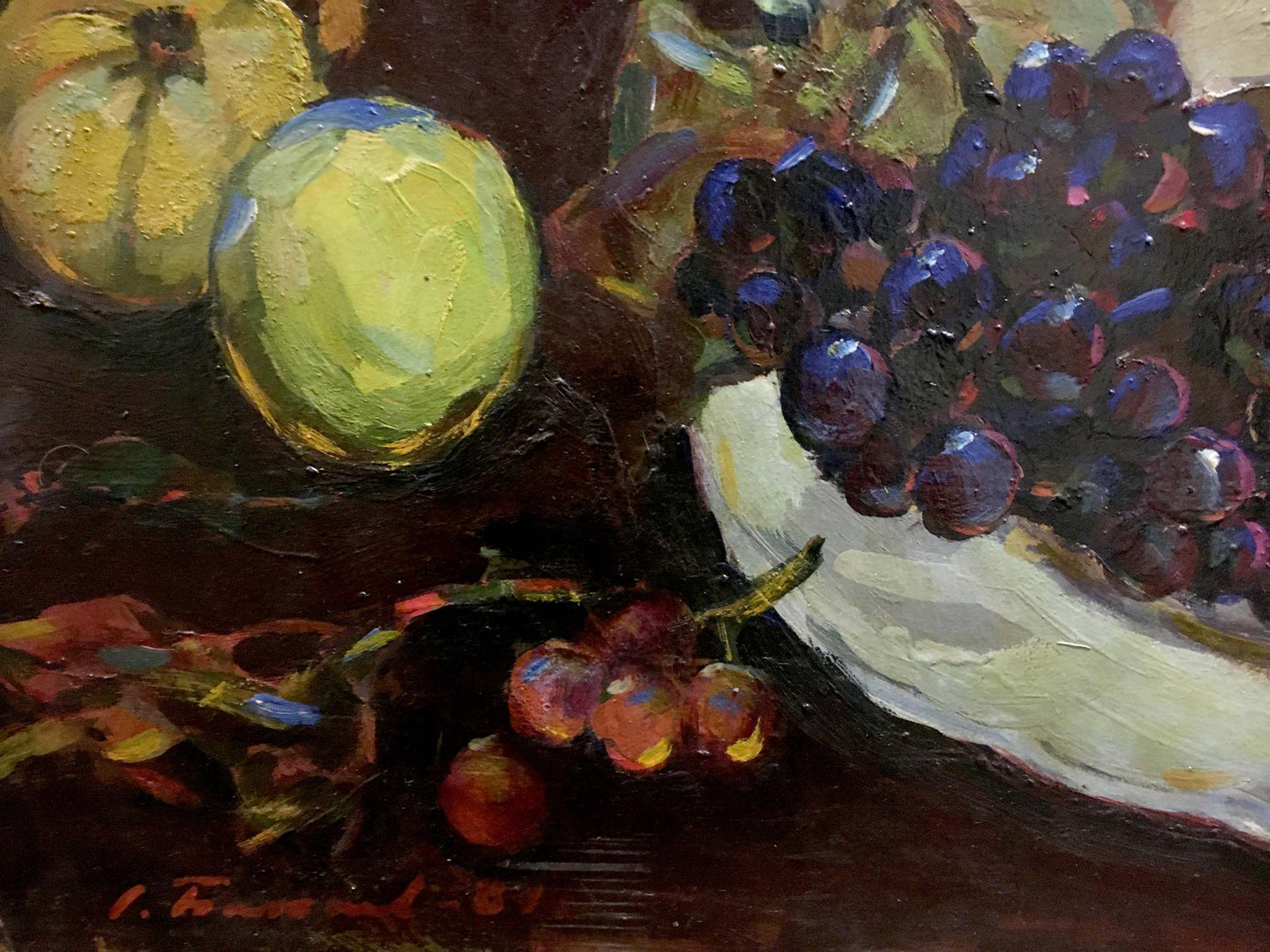 Oil painting of roses on table by Bakaev Sergey Ivanovich