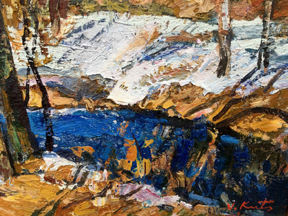 Vibrant impressionist The last day oil painting of snowy landscape