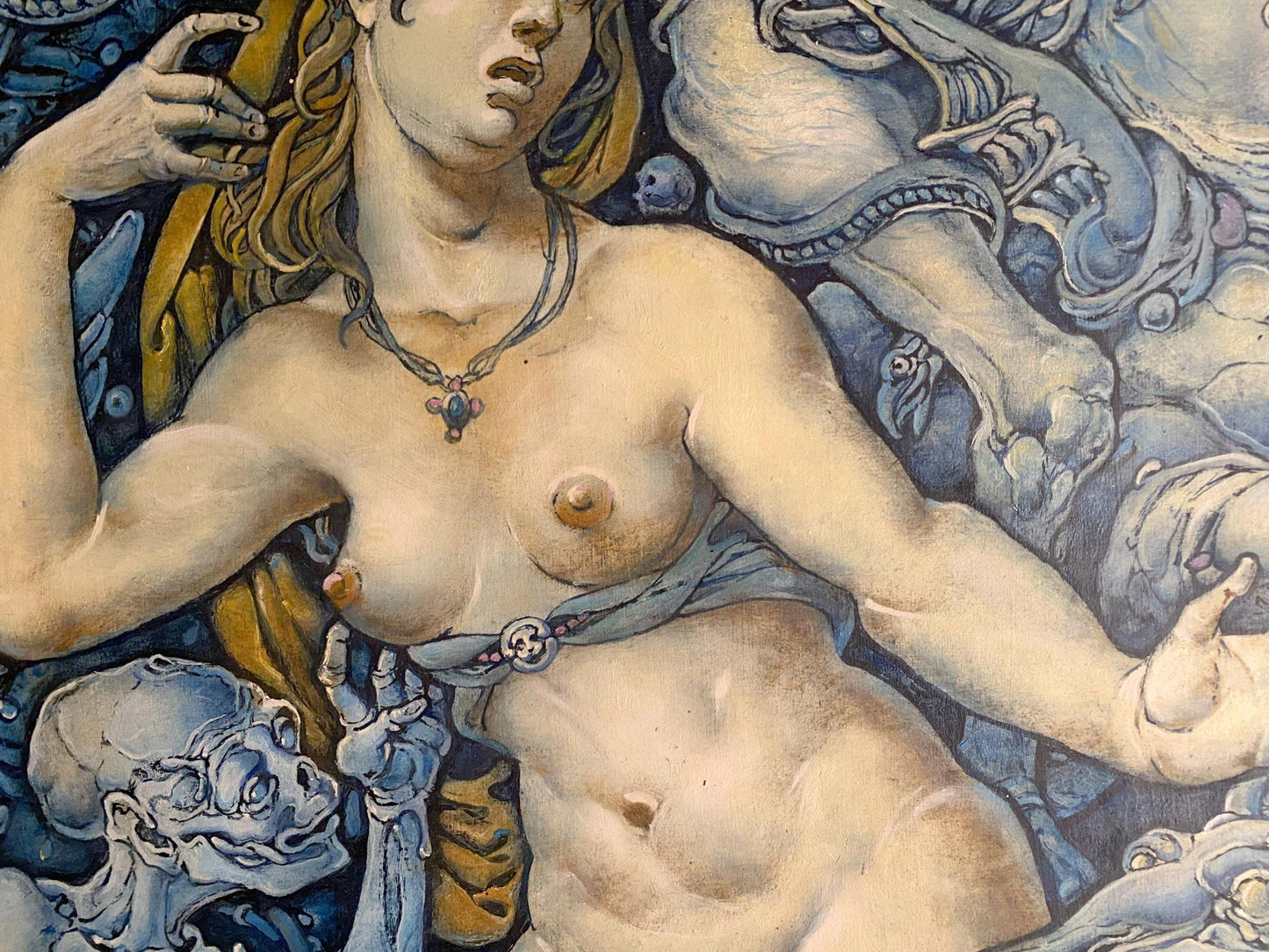 Classical nude woman painting by Oleg Litvinov, horsemen of apocalypse