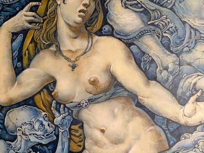 Classical nude woman painting by Oleg Litvinov, horsemen of apocalypse