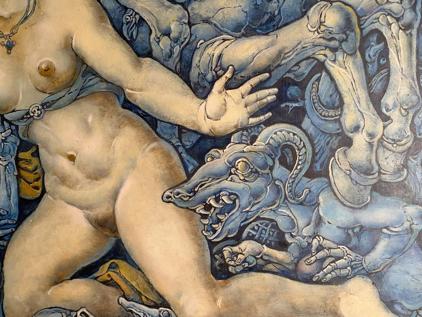 Classical nude female in Oleg Litvinov apocalypse oil painting