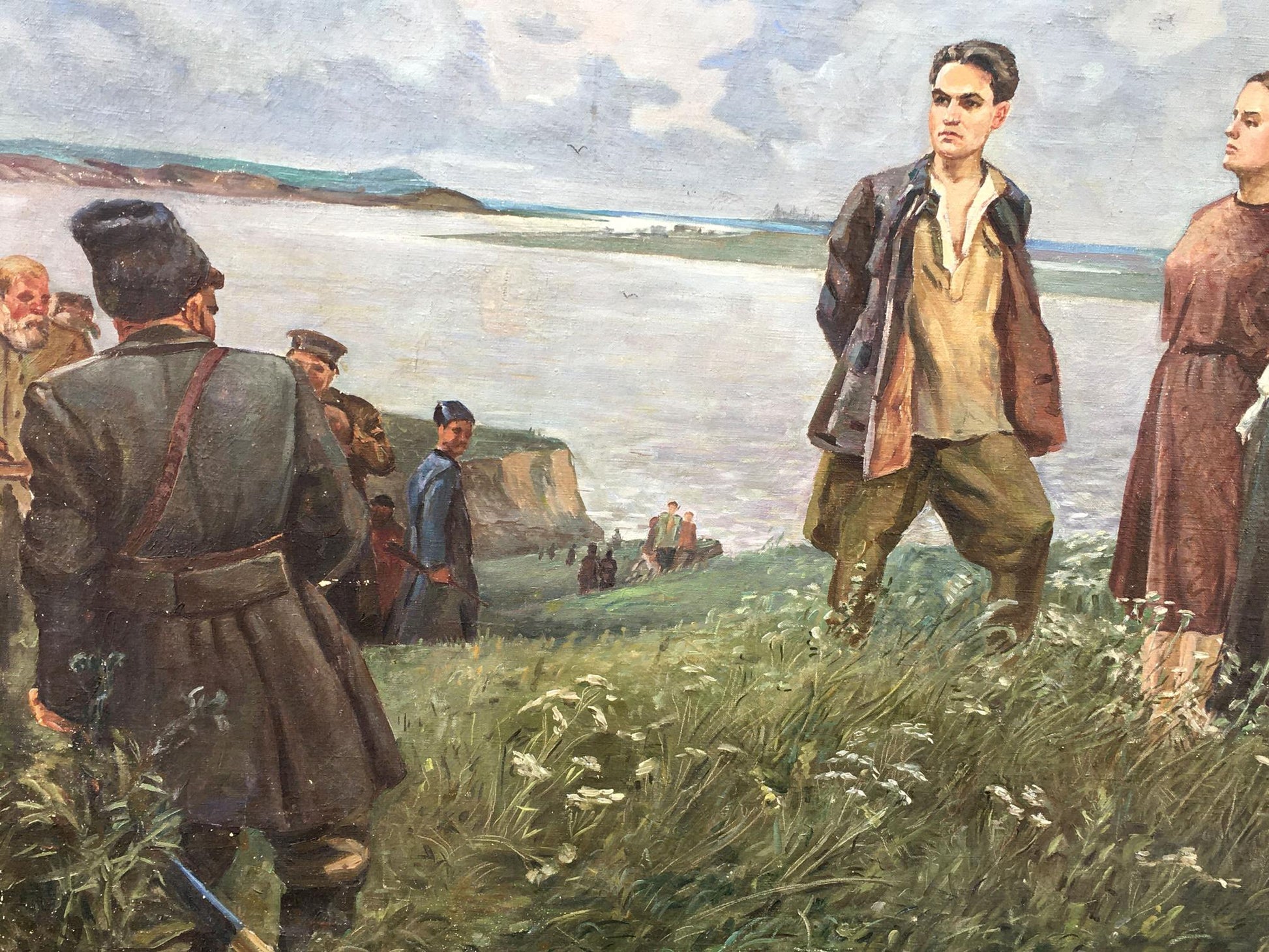 Social realism oil painting Partisans by Beseda Petr Nikolayevich