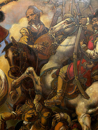 Oil painting by Bogdan Litvinov Oleg Arkadyevich: warrior on white horse in ornate tack