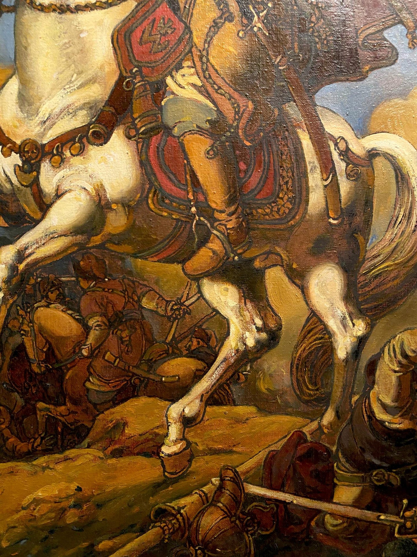 Oil painting by Bogdan Litvinov Oleg Arkadyevich: white horse galloping in battle