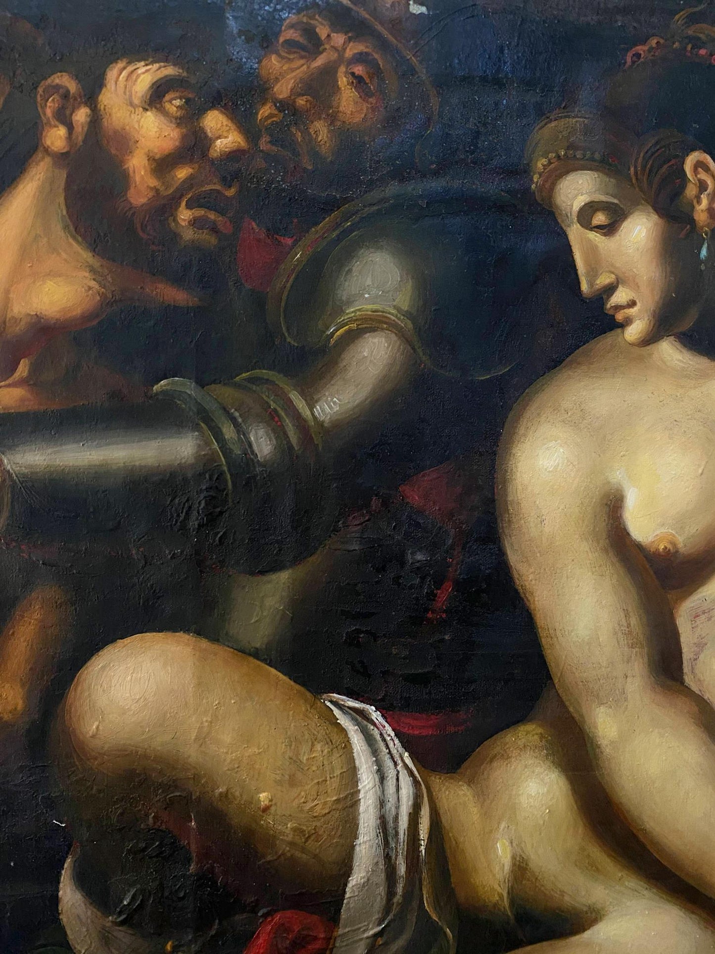 Oil painting of Samson and Delilah by Oleg Litvinov, serene nude female figure