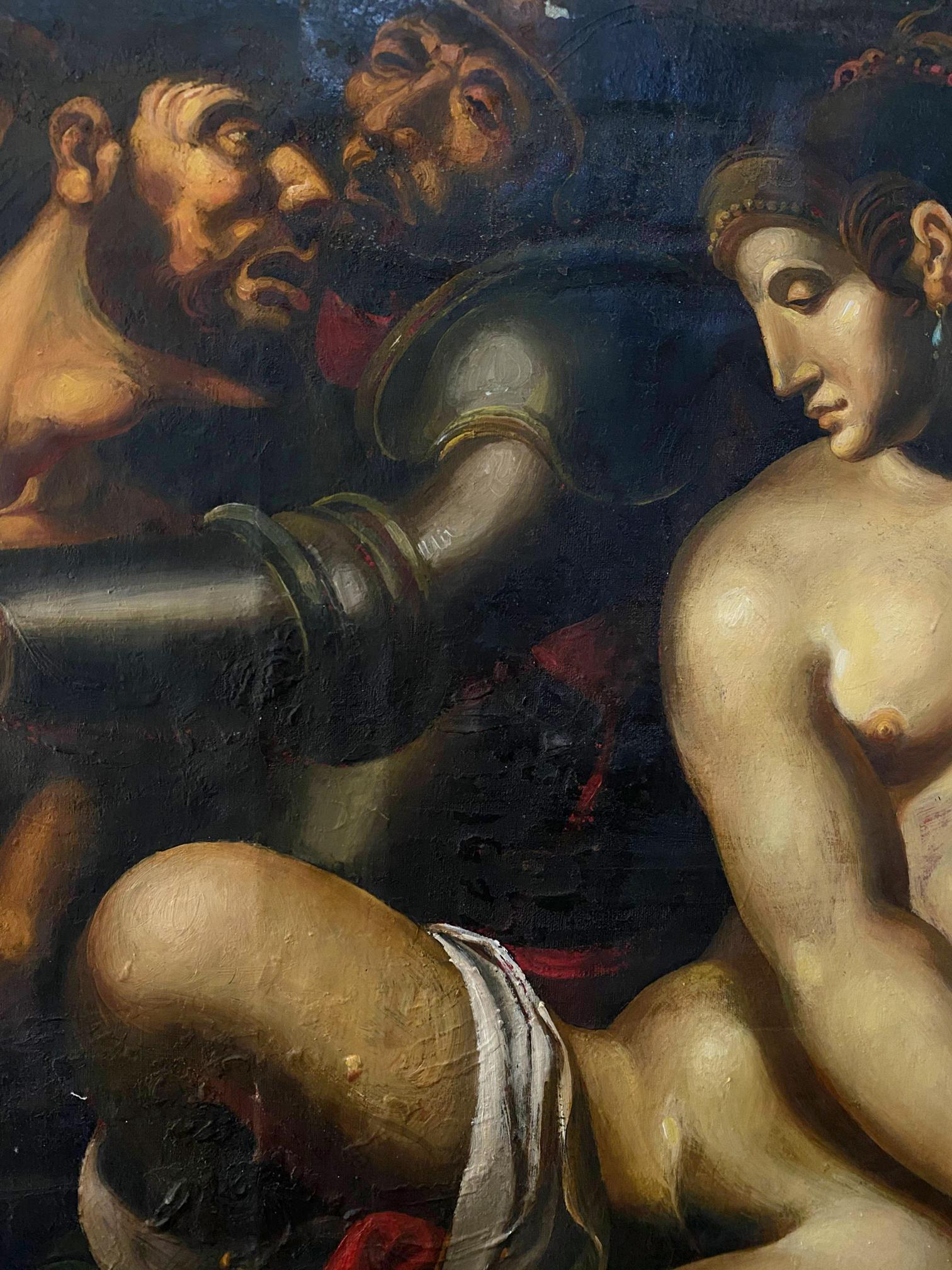 Oil painting of Samson and Delilah by Oleg Litvinov, serene nude female figure