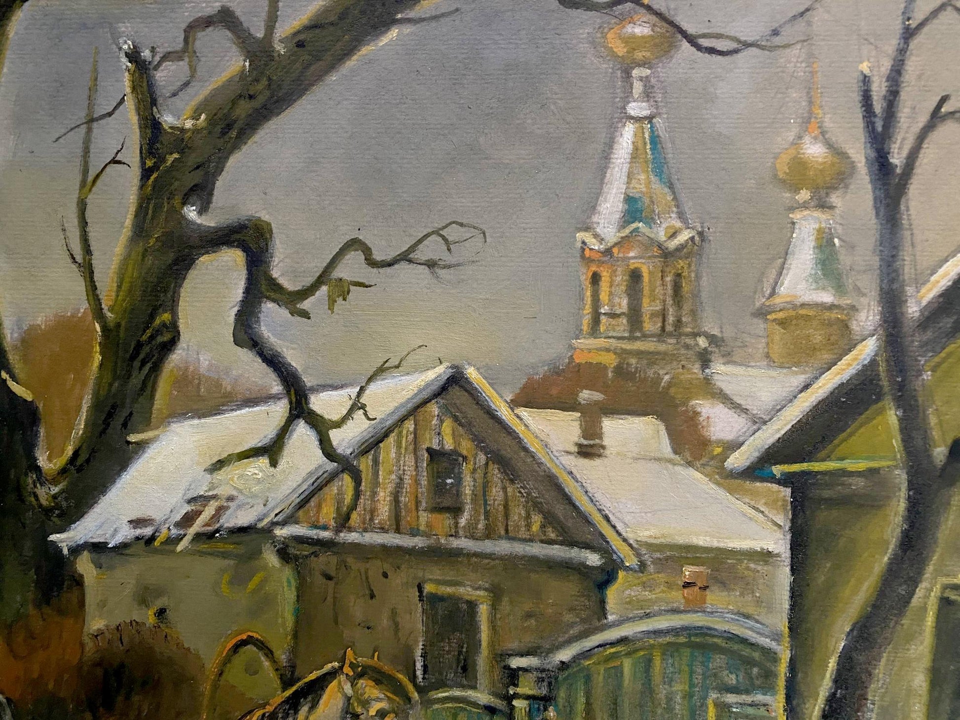 Oil painting To spring by Litvinov Oleg Arkad’yevich: snow-dusted house
