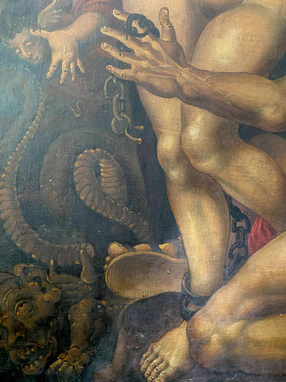 Oil painting of dark coiled serpent by Litvinov Oleg Arkad’yevich