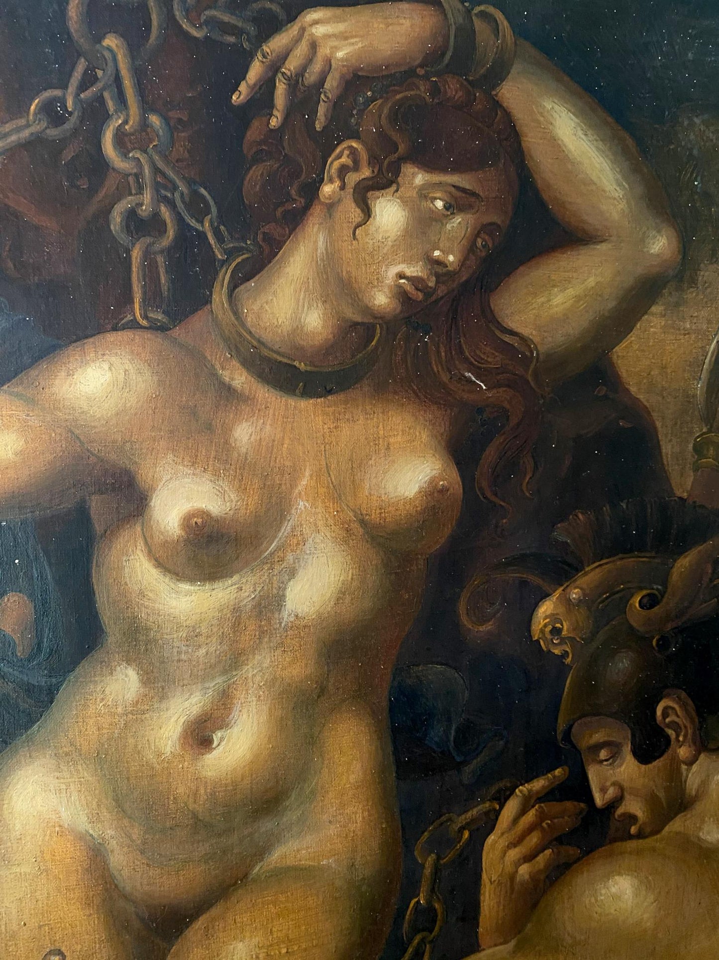 Oil painting Liberation of Andromeda by Litvinov Oleg Arkad’yevich: nude chained woman