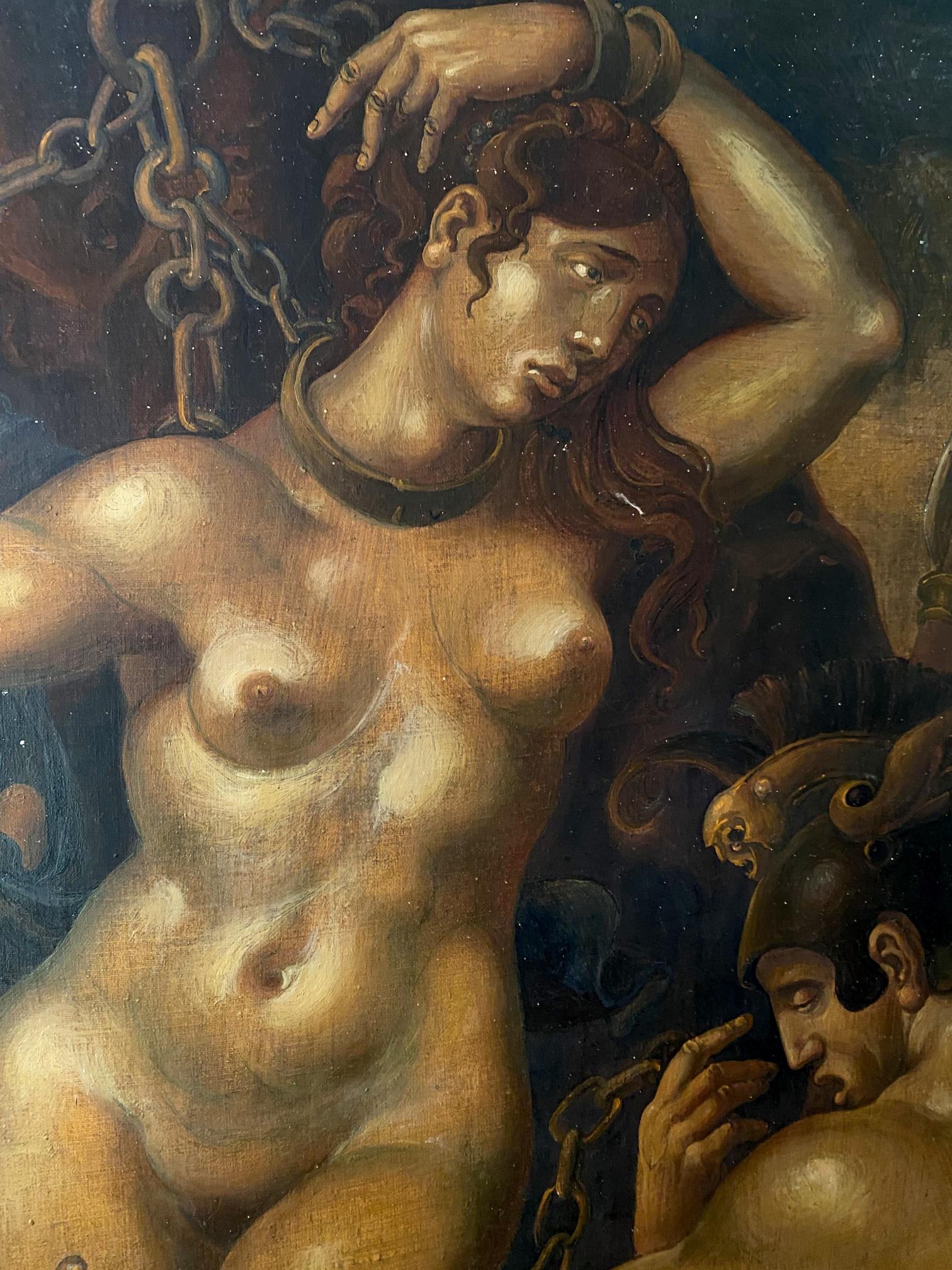 Oil painting Liberation of Andromeda by Litvinov Oleg Arkad’yevich: nude chained woman