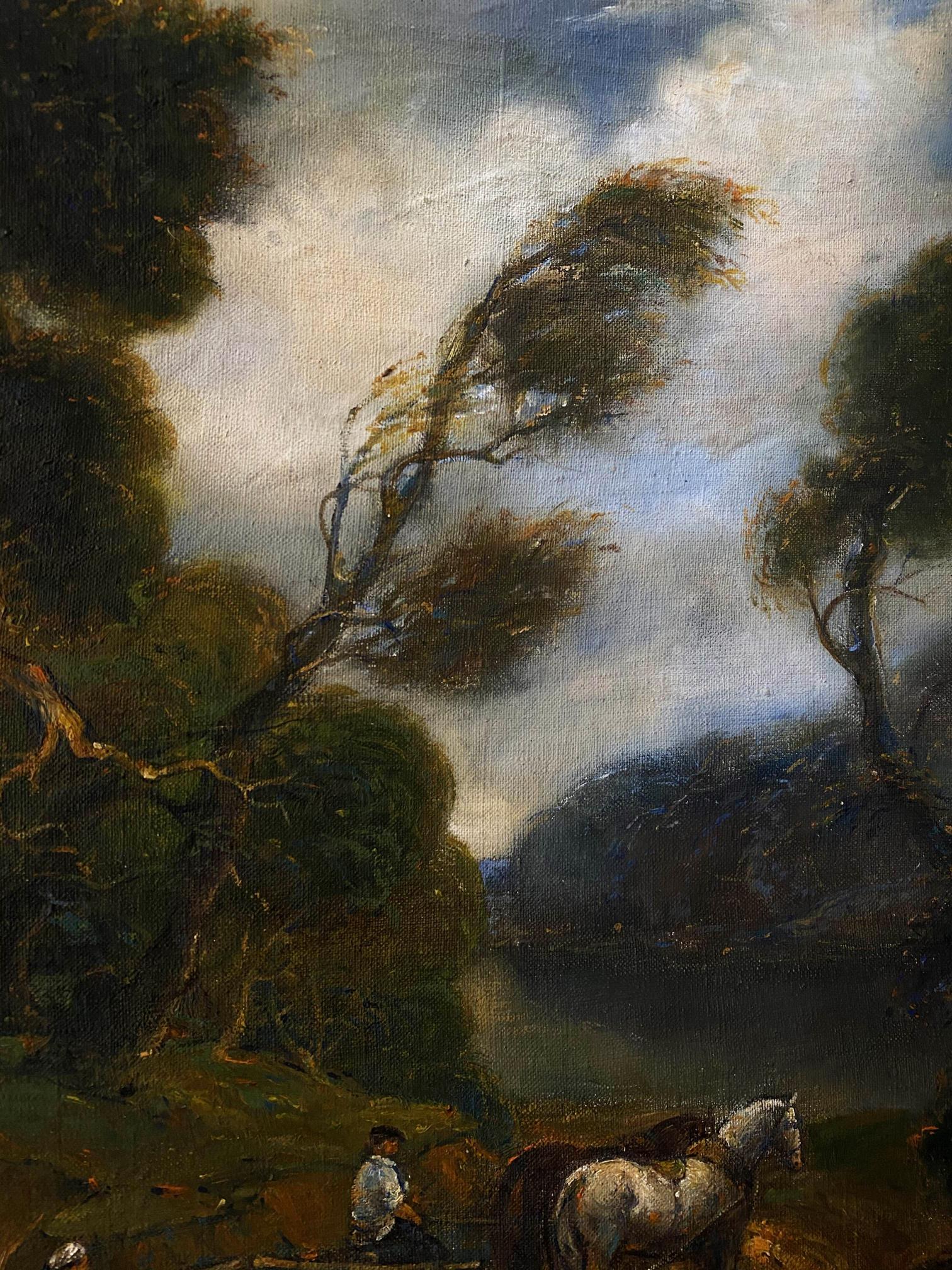 Oil painting by Litvinov Oleg Arkad’yevich: windswept landscape with horse and rider