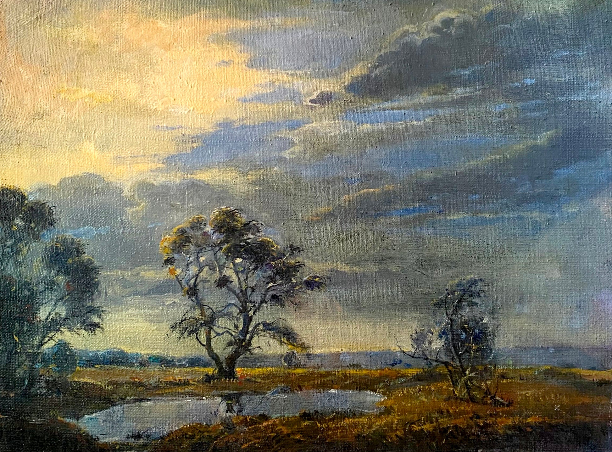Oil painting Cloudy by Litvinov Oleg Arkad’yevich: serene landscape