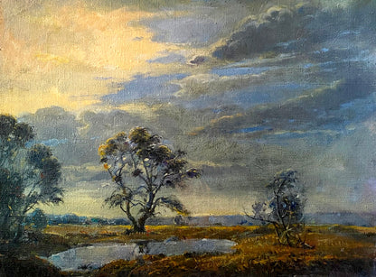 Oil painting Cloudy by Litvinov Oleg Arkad’yevich: serene landscape