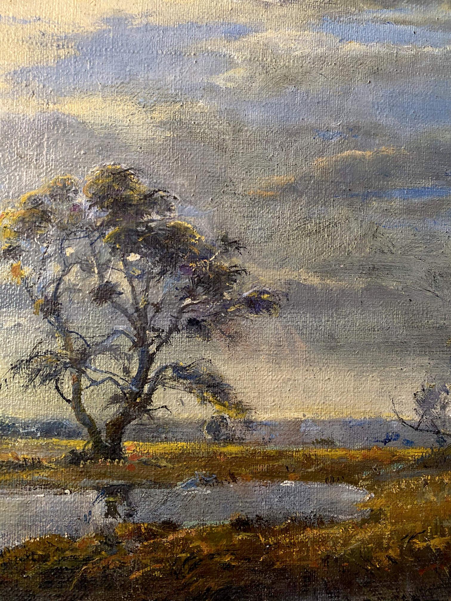 Oil painting by Litvinov Oleg Arkad’yevich: solitary tree in field before thunderstorm
