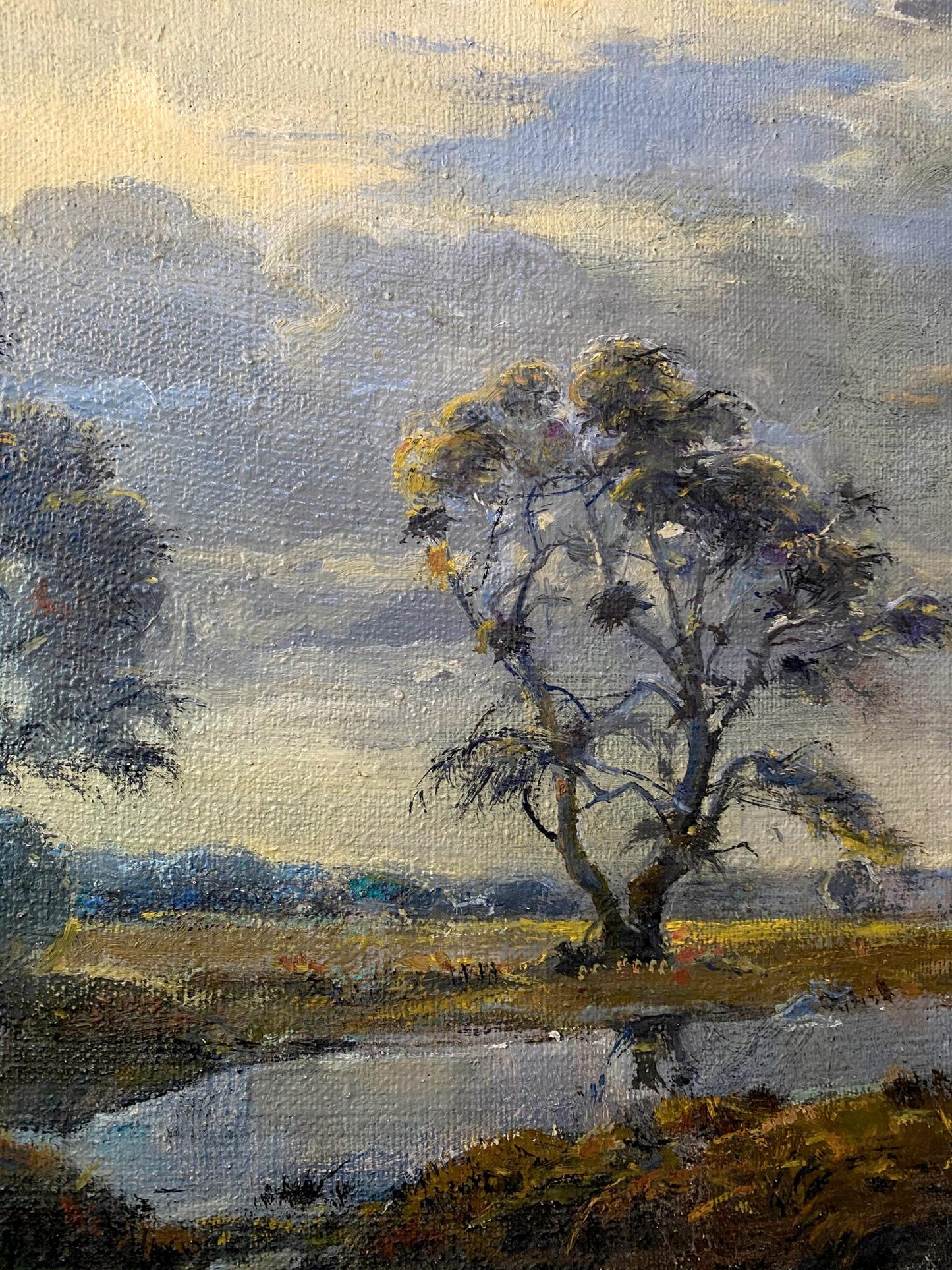 Oil painting Cloudy by Litvinov Oleg Arkad’yevich: solitary tree, stormy sky