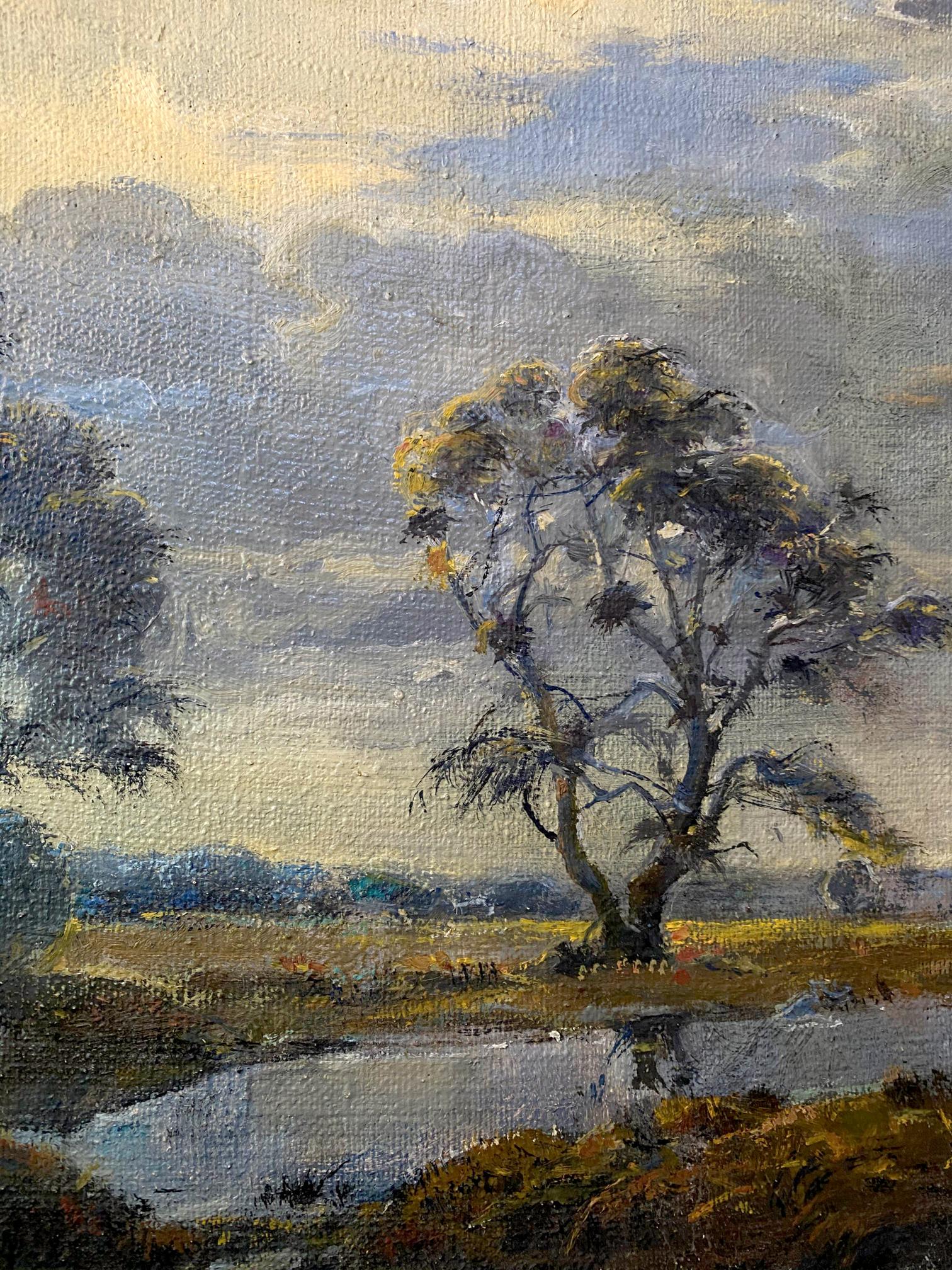Oil painting Cloudy by Litvinov Oleg Arkad’yevich: solitary tree, stormy sky
