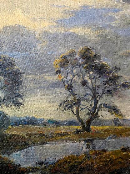 Oil painting Cloudy by Litvinov Oleg Arkad’yevich: solitary tree, stormy sky