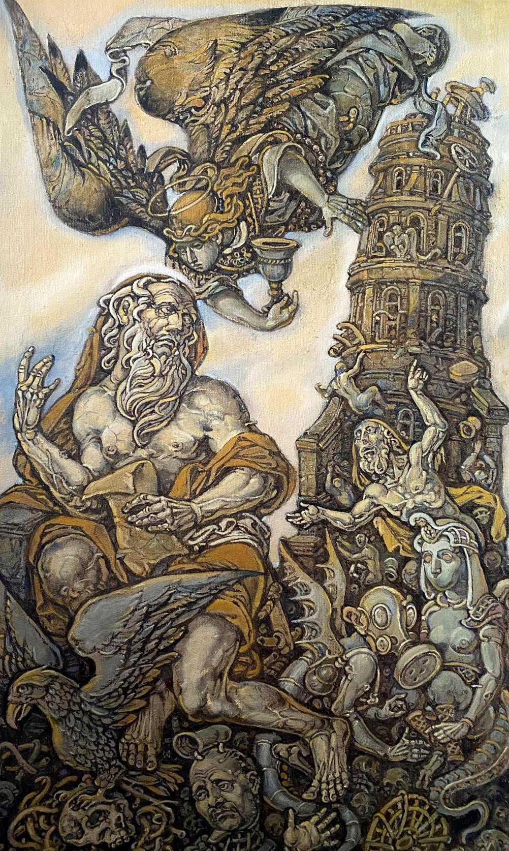 Detailed surreal oil painting of John the Evangelist by Oleg Litvinov