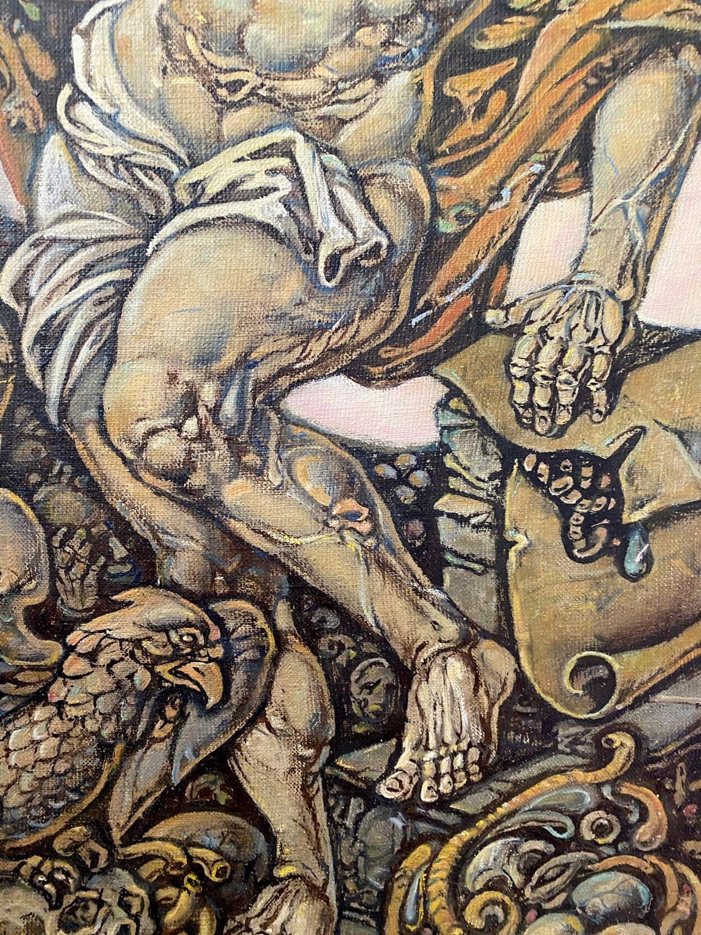 Oil painting Songs of John the Evangelist by Oleg Litvinov, muscular skeletal figure