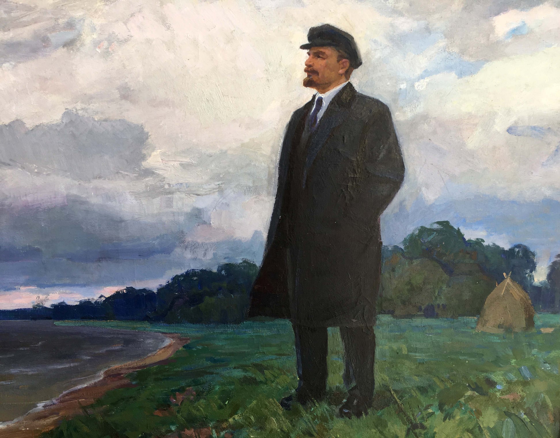 Oil painting of Lenin in dark overcoat by Yudenko Lyudmila Vladimirovna