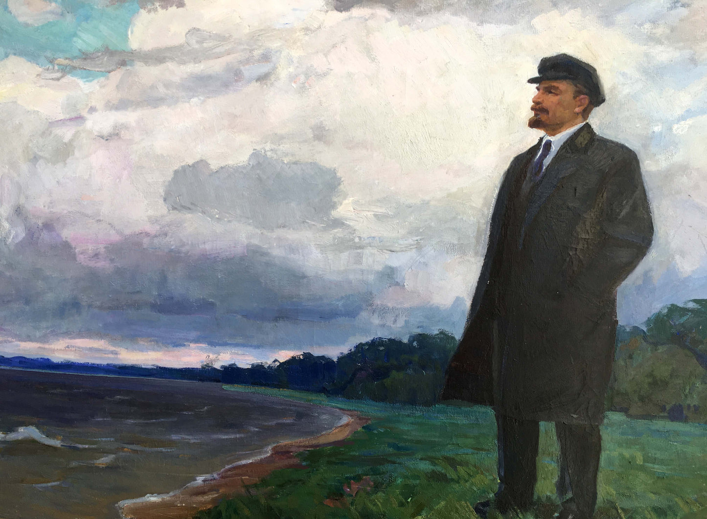 Oil painting of Lenin in dark overcoat by Yudenko Lyudmila Vladimirovna