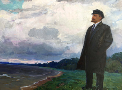 Oil painting of Lenin in dark overcoat by Yudenko Lyudmila Vladimirovna