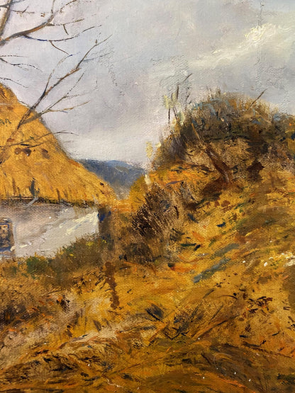 Oil painting Village dream by Litvinov Oleg Arkad’yevich, rustic golden hills