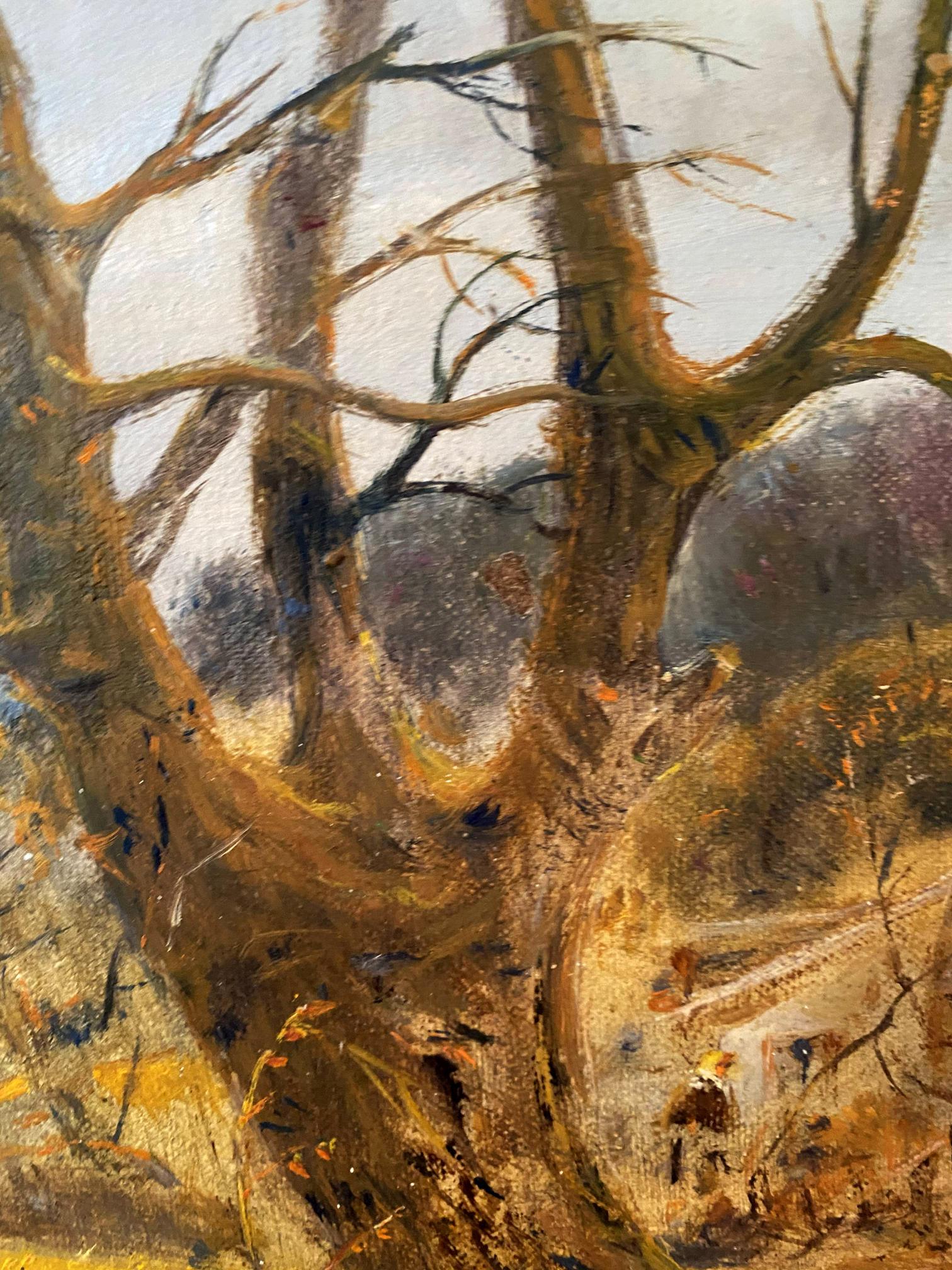 Oil painting Village dream by Litvinov Oleg Arkadyevich, gnarled trees