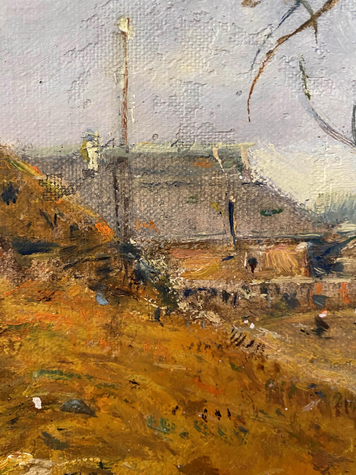Textured oil painting of Litvinov Oleg Arkad’yevich Village dream coastal scene