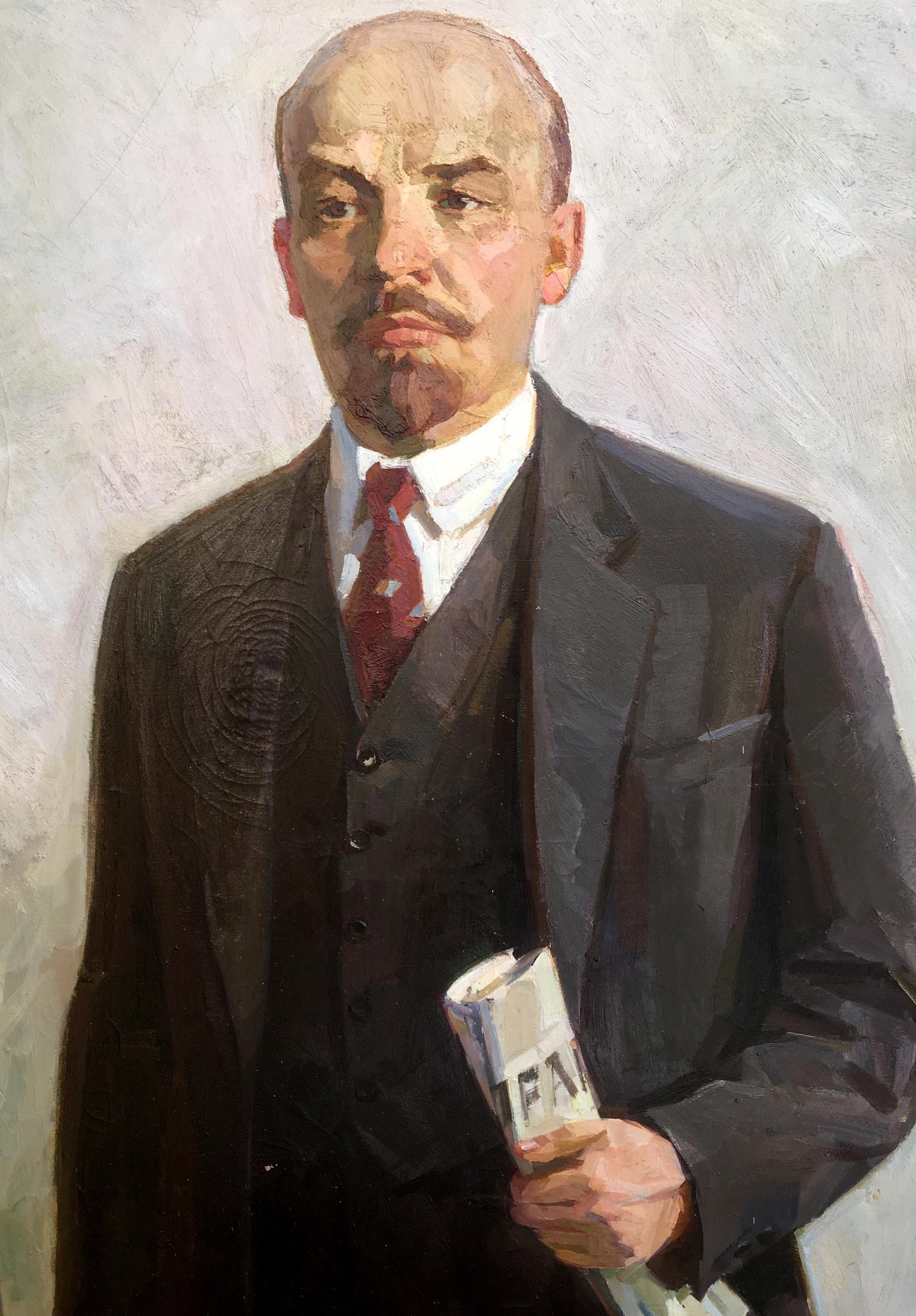 Oil painting of Vladimir Lenin by Orlitskaya O.F. in suit with red tie