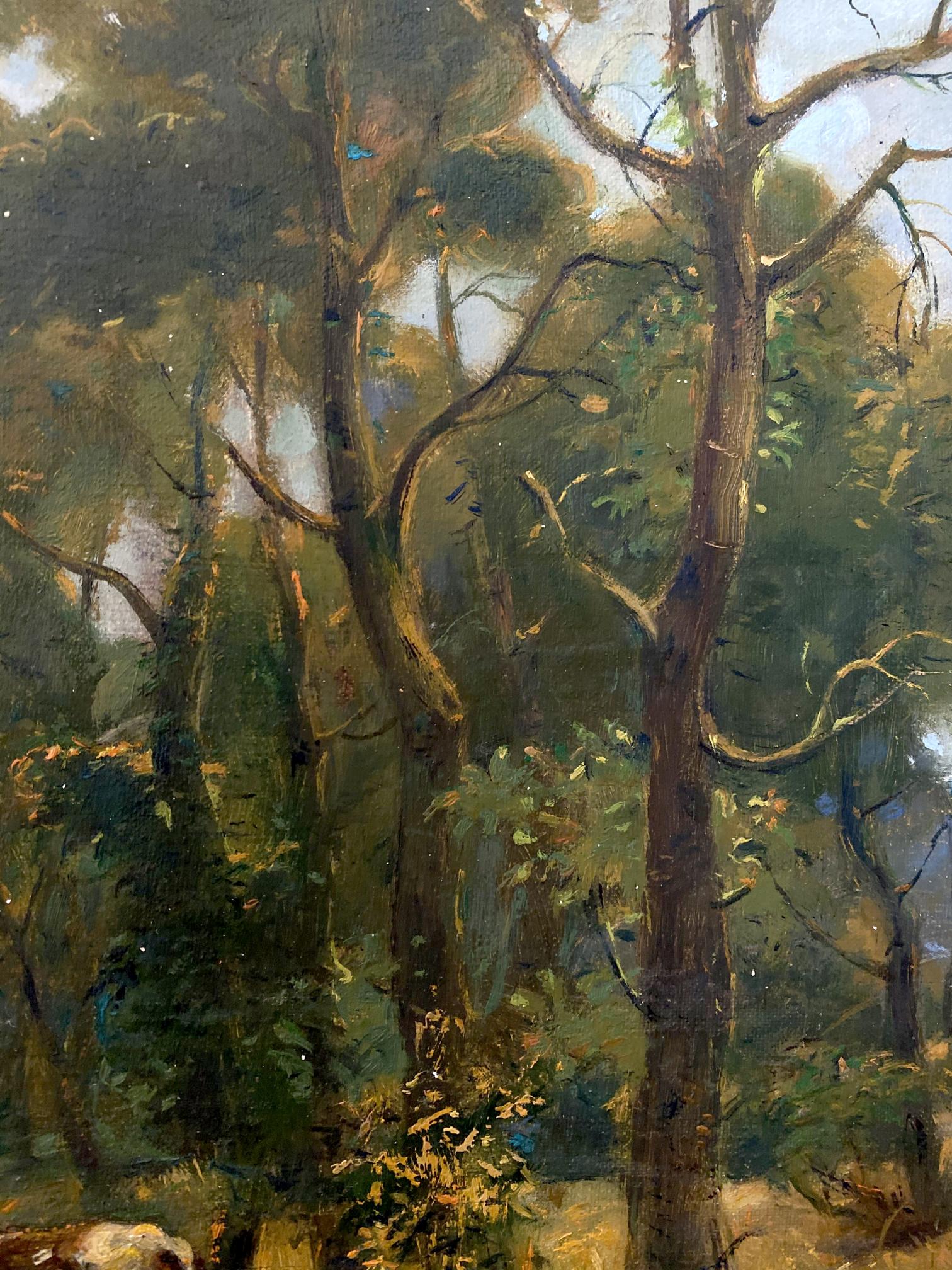 Oil painting Herd in planting by Litvinov Oleg Arkad’yevich, dense forest scene