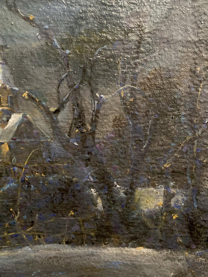 Oil painting of Christmas night by Litvinov Oleg Arkad’yevich, winter landscape