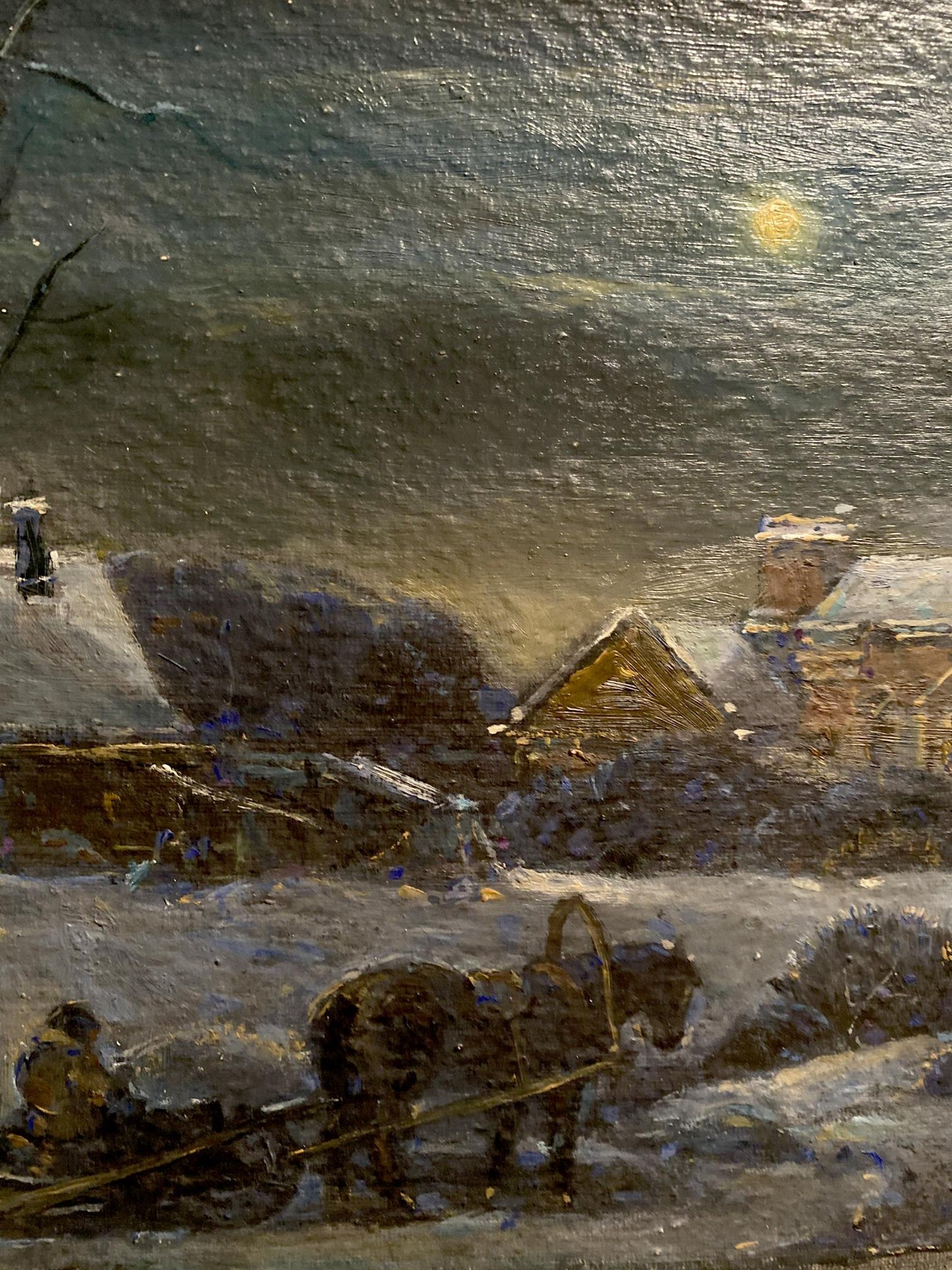 Moonlit winter sleigh by Litvinov Oleg Arkad’yevich oil painting