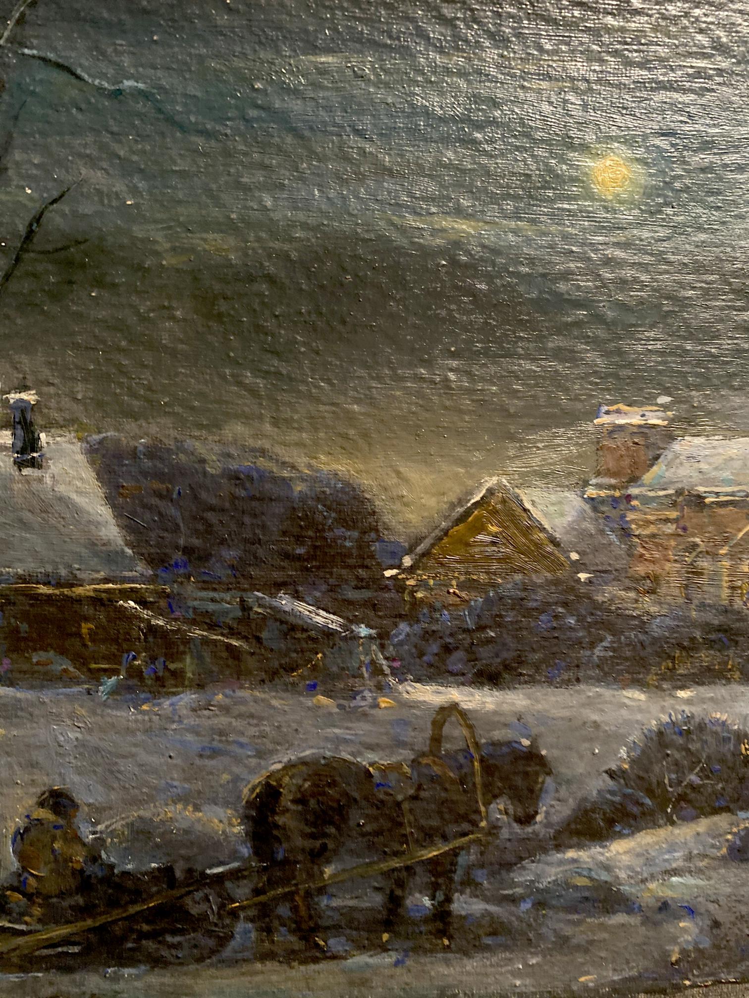 Moonlit winter sleigh by Litvinov Oleg Arkad’yevich oil painting