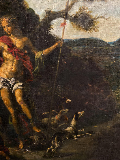 Oil painting of muscular nude male with staff by Litvinov Oleg Arkad’yevich