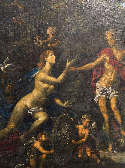 Oil painting of Venus and Adonis by Litvinov Oleg Arkad’yevich in dark forest