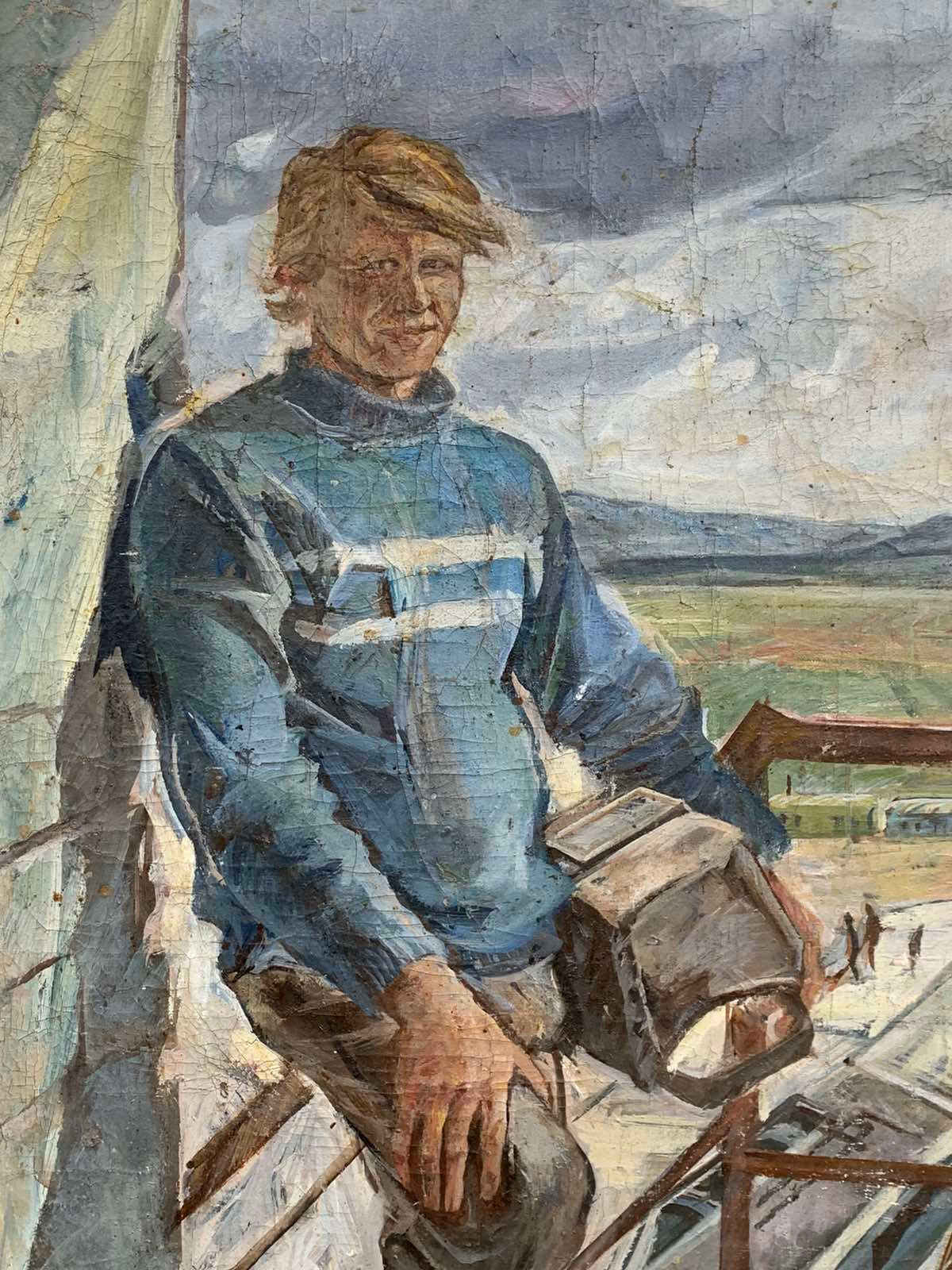 Oil painting by Welder Ivanova Valentina Vladimirovna of young man in striped turtleneck