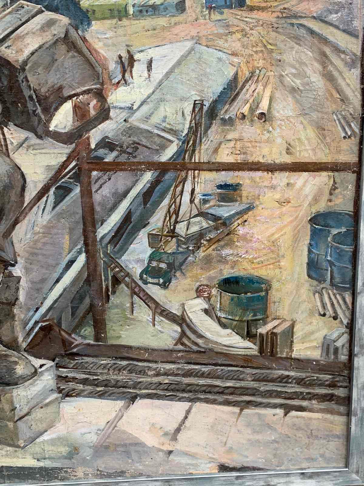 Framed oil painting by Welder Ivanova Valentina Vladimirovna of construction site