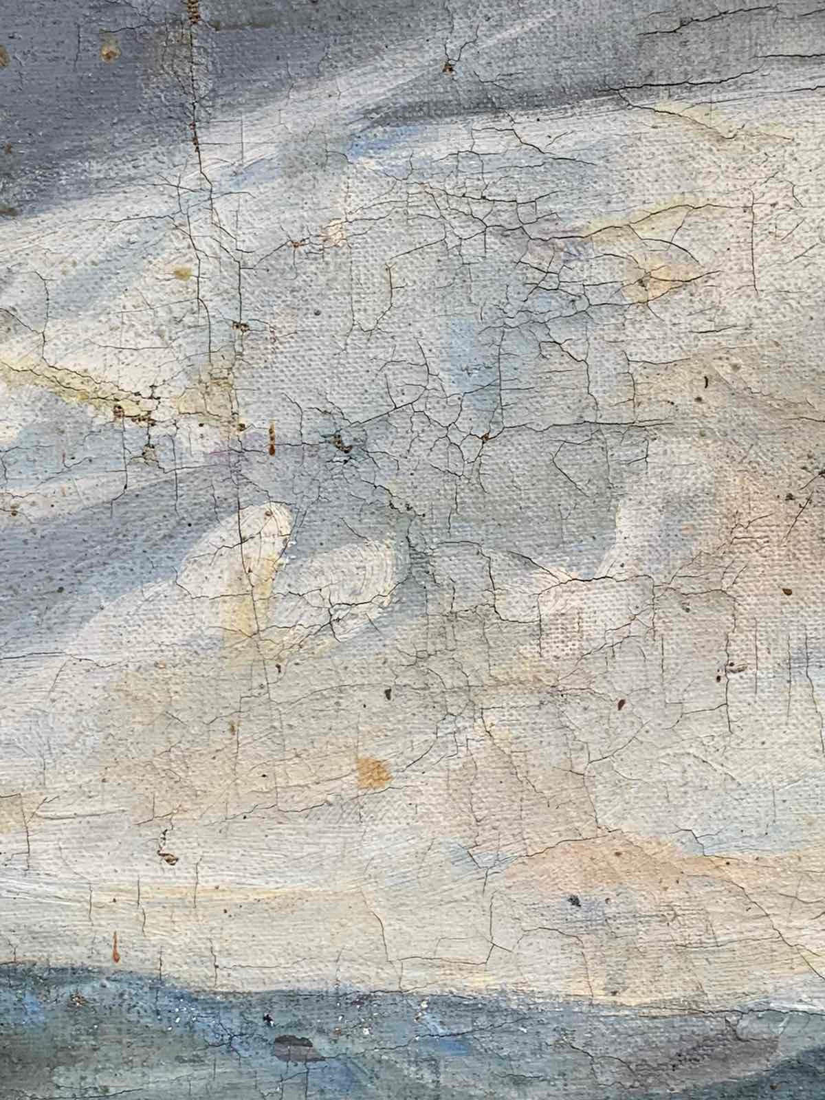 Weathered gray beige oil painting by Welder Ivanova Valentina Vladimirovna