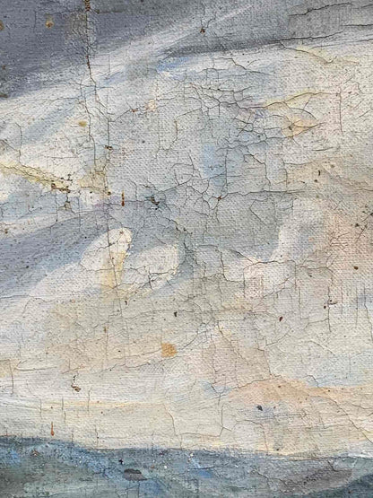 Weathered gray beige oil painting by Welder Ivanova Valentina Vladimirovna