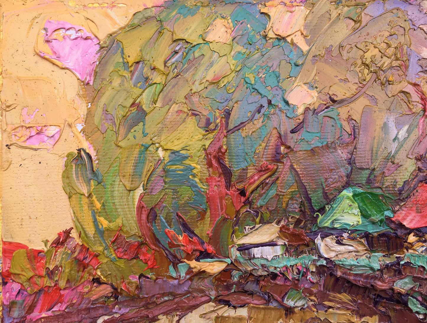 Oil Painting Nature Landscape Village landscape Art Autumn 
