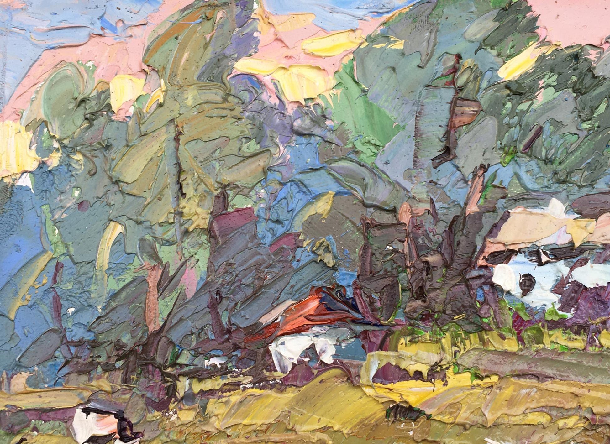 Oil Painting Nature Landscape Village landscape Art 