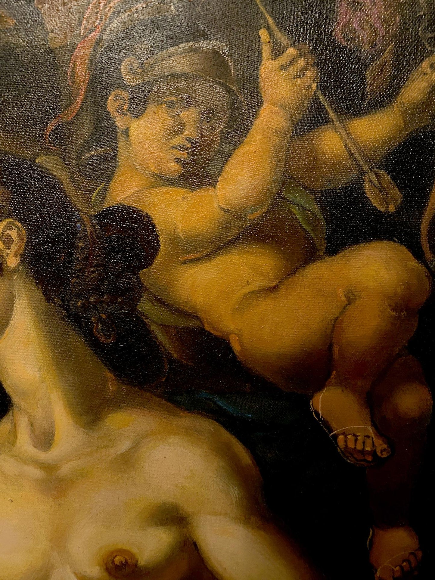 Oil painting of muscular nude male with arrow by Litvinov Oleg Arkad’yevich