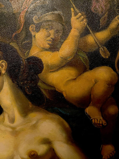 Oil painting of muscular nude male with arrow by Litvinov Oleg Arkad’yevich