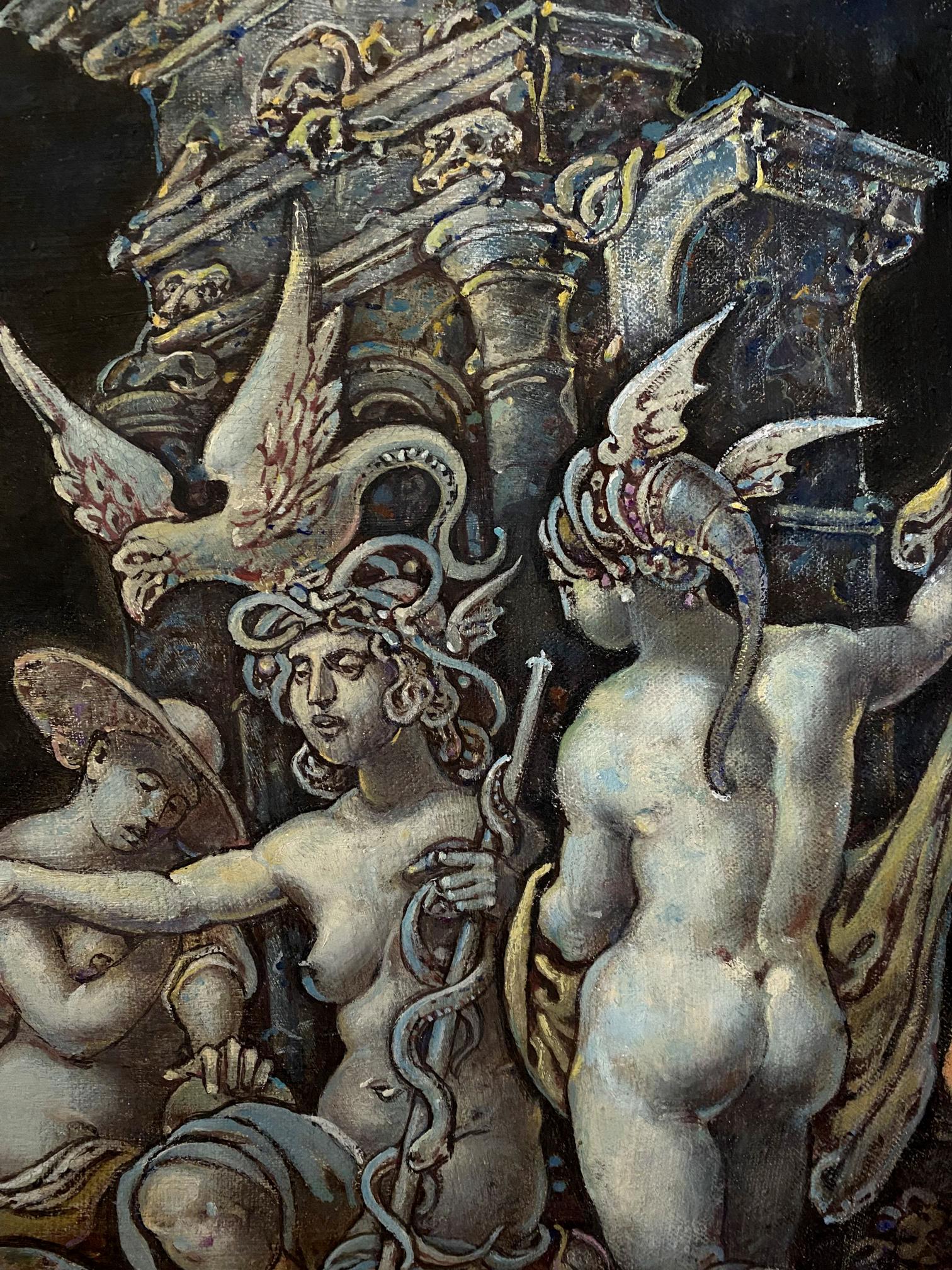 Oil painting self-portrait in mythological style by Oleg Litvinov