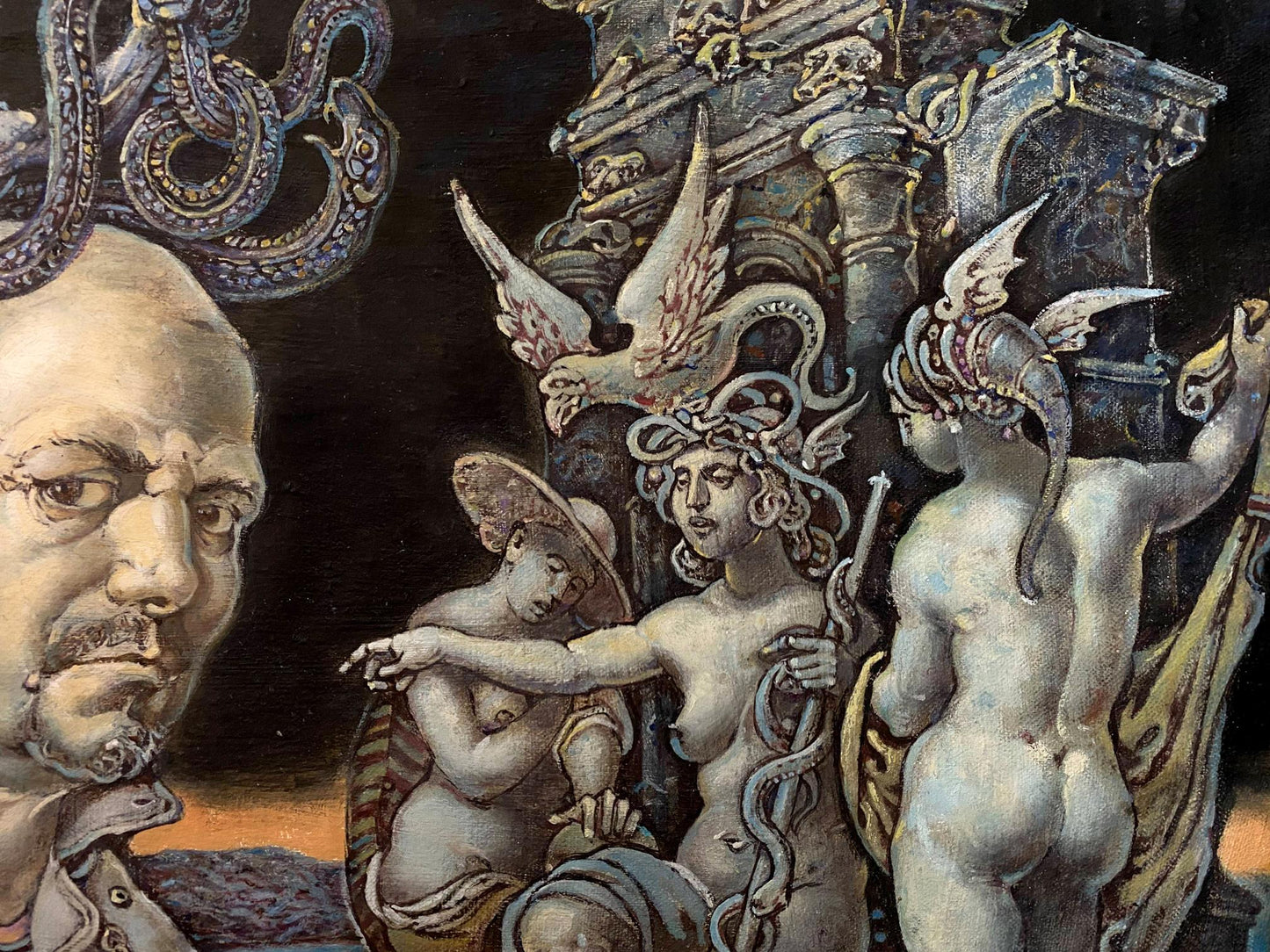 Oil painting Self-portrait in mythological style by Oleg Litvinov